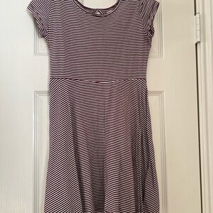 Old Navy Maroon Striped Kids Dress